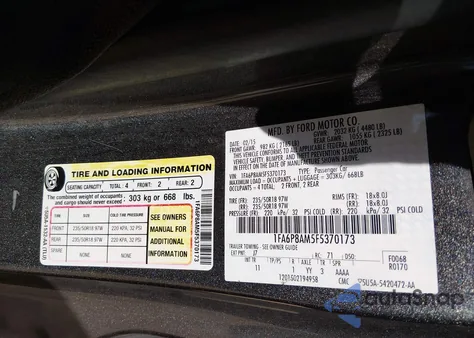 2015 Ford Mustang V6 z USA, uszkodzony, nr VIN 1FA6P8AM5F5370173